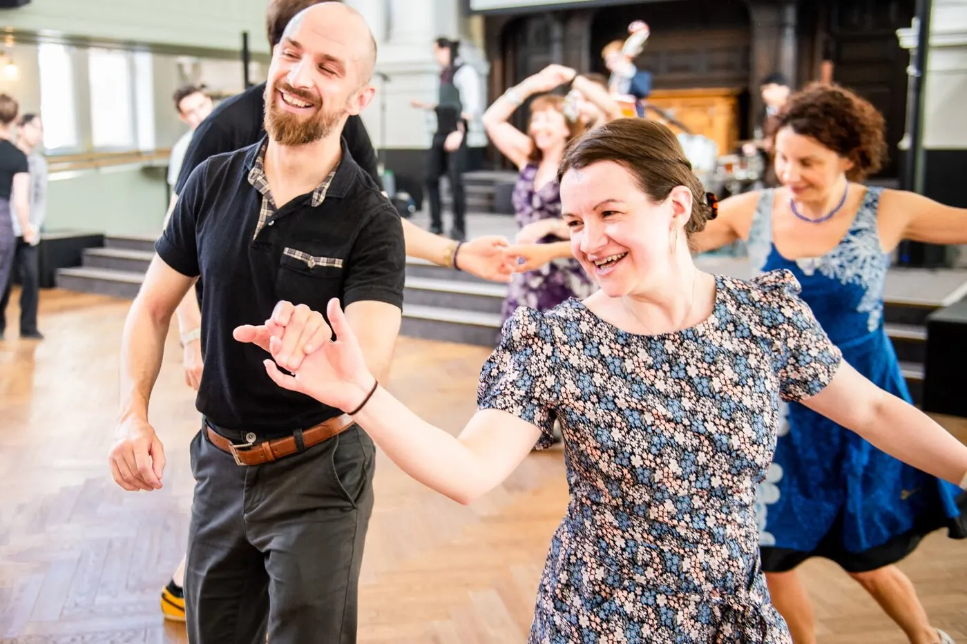 Swinging out in a grand hall at Glasgow Swing Exchange